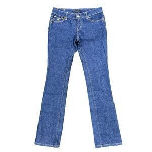 Rocawear Gold Sequence Pocket Women's Straight Jeans Blue Low-Rise Size 32 Denim